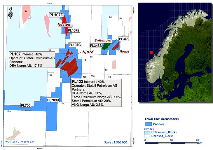 Map of the Njord field on the Norwegian continental shelf. 