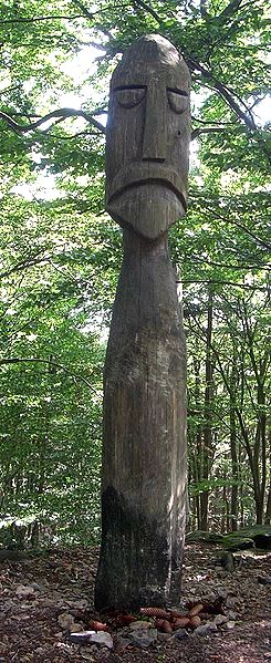 A modern statue of Veles on Velíz Mountain, Czech Republic.